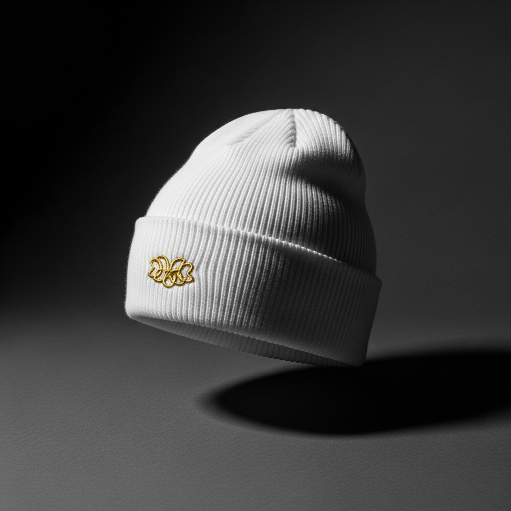 White Ribbed Beanie